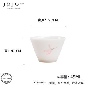 Hand-Painted Pink Autumn Water Orchid Ceramic Tea Drinking Cup Underglaze Color Porcelain Simple Style Chinese Style Tea Set