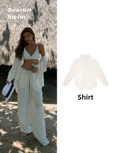 Womens Stripe Cotton Shirt Set