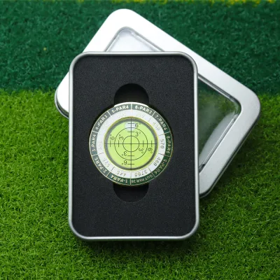 Golf Double-Sided Level Marker with Tin Box Green Slope Reader Putting Aid Magnetic Golf Ball Marker with Course Yardage Data