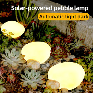 Solar Pebble Faux Stone Lawn Light LED Outdoor Garden Lamp Semi-Flush Mount for Pathways Yard Decor Garden Illumination Lighting