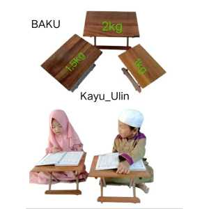 Meja belajar lipat Kayu Besi ukuran besar dan Tanggung Kayu ulin berat 2kg 1.5kg 1kg untuk anak laki dan perempuan