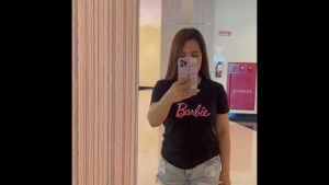 kaos atasan cewek tumblr tee basic BARBIE hitam pink oneck termurah lengan pendek katun OOTD