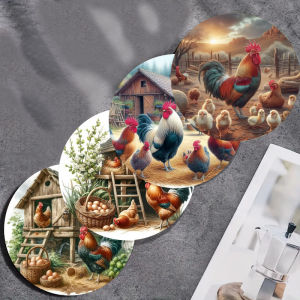 Colorful Bird and Rooster Art Coasters - 4-piece set anti-slip wooden coasters suitable for kitchen office and party decorati
