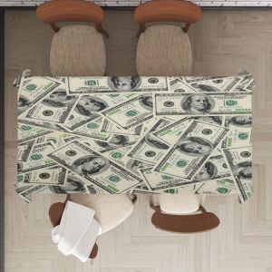 VIKAMA American-Style Tablecloth Non-Slip & Easy-Clean Dollar Pattern Restaurant & Cafe Dining Table Decorative Tablecloth