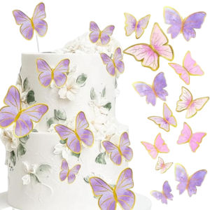 10-50pcs 3D Butterfly Cake Toppers / Gold Butterfly Paper Card Cake Topper Decor / Valentines Day Wedding Birthday Party Cake Decoation Supplies