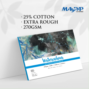 MayArt FB Watercolour Paper Pad 270gsm 25% Cotton Extra Rough A3/A4