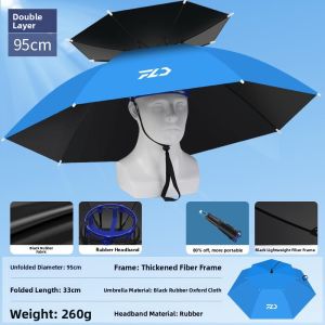 MONLEYTA | German Sunscreen Fishing Umbrella Hat Mounted Foldable Outdoor Windproof Reinforced Sunshade Umbrella Iron Shaft Black Glue