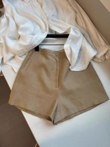 Quần Short Vải Lanh Rộng Rãi Màu Kaki Cho Nữ Mùa Hè Phong Cách Mới Hàn Quốc Cỡ Nhỏ Cảm Giác Cao Cấp Thời Trang