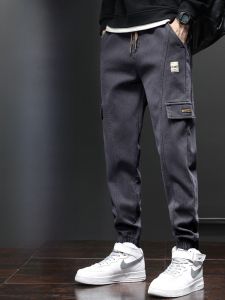 ROMON | Romon Mens Fleece Lined Trousers Casual Harlan Long Pants Winter Warm Workwear Loose Fit Trousers Youthful Style Cotton Blend