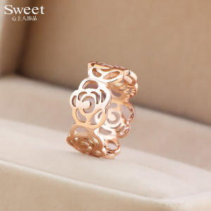 Nhẫn Hoa Trà Thép Titan Nữ Thời Trang Cá Tính Instagram Thời Trang Sành Điệu Phong Cách Nhật Hàn Học Sinh Đơn Giản 18K Màu Vàng Hồng Nhẫn Ngón Trỏ Nổi Tiếng Trên Mạng