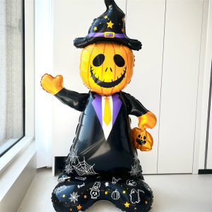 1pc Halloween Pumpkin Castle Skeleton Theme Standing Aluminum Film Balloon Ghost Festival Celebration Decoration Party Supplies