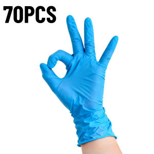 30/70PCS Disposable Blue Nitrile Gloves Are Suitable For Gardening Maintenance Beauty Hairdressing Cleaning And Household Use