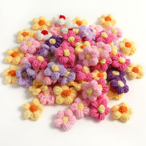 Artificial Wool Flowers Knitting Fake Flower DIY Handmade Headwear Clothing Decoration Shoes and Hats Fabric Sewing Decoration Accessories