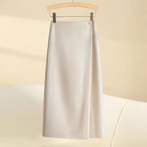 High Waist Asymmetrical Slit Mini Skirt Womens Spring Autumn Summer A-Line Skirt Bodycon Korean Style Commute Zipper Decoration