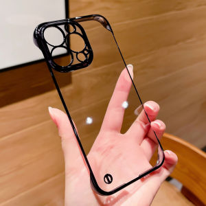 New Ultra-Thin Transparent Electroplated iPhone Case Anti-Fall Protective Cover Simple Creative Design Compatible with Apple 16Promax