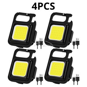 Outdoor Lighting Camping COB Work Light Flashlamp Mini Flashlight Keychain Carry LED Waterproof USB Charge Convenient Emergency