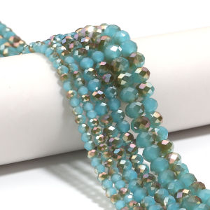 4/6/8mm Faceted Jade Crystal Glass Beads Gold Plated Flat Round Loose Beads For Jewelry Making Diy Bracelet Earring
