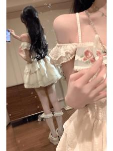 Váy Ngắn Mùa Hè Ngọt Ngào Pure Desire Cho Nữ Váy Công Chúa Thắt Eo Tay Lỡ Họa Tiết Bướm Váy Chữ A Không Tay