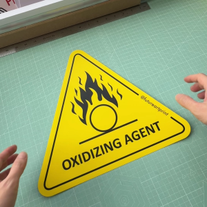 Oxidizing Agent. Premium Triangle Sticker Sign Warning Safety Label Caution Danger Signage Safety Label. Pelekat Amaran.