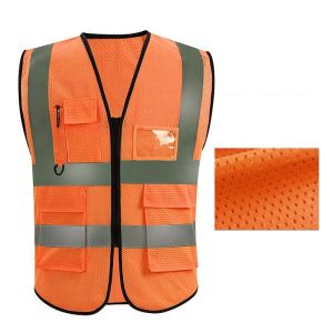 Mesh Safety Vest For Women & Men Meets ANSI Standards WithReflective Strips With Pockets And Zipper For Surveyor