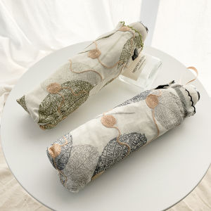 Womens Lace Double Layer Black Glue Sun Umbrella UV Protection Sunshade Umbrella Fresh Style Rain Umbrella Sun Protection