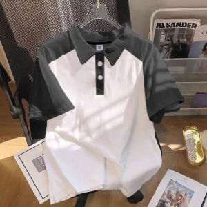 Loose Fit Short Sleeve Polo Shirt Mens Summer New Style Casual Contrast Color Collar T-Shirt Trendy Body Shirt Top for Teens