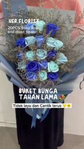 HER.FLORIST 20PCS Buket Bunga Sabun & Bunga Kering: Hadiah Kado Unik