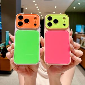 Candy Color Block Big Window Case for iPhone 17 16 15 14 Pro Max 18 Pro Max 14 13 12 | Acrylic Shockproof Full Camera Protector Soft Bumper Phone Cover Ins Trendy Case