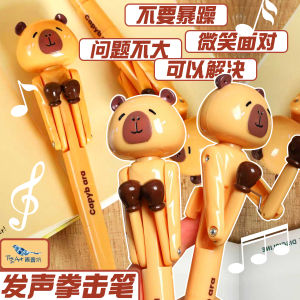 Creative Music-Themed Boxing Penguin Sound Pen Novelty Stress Reliever Funny Neutral Pen Cute Style Oil Ink round Ball Pen