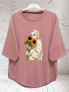 kaos atasan wanita/atasan wanita lengan 3/4 oversize ld 120 pj 70