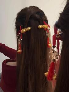 New Year Festive Hair Accessories Small Wealth Deity Headwear Hanfu Red Hairpins Copper Coin Fortune Coins Children Hairclips