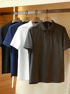 American Style Casual Cotton Blend Short Sleeve Polo Shirt Mens Summer Business Leisure Turn Collar Half Sleeve T-Shirt