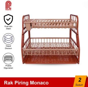 PACIFIC Rak Piring Plastik 2 Susun Monaco Dish Rack Dengan Nampan PAC-RPM-012