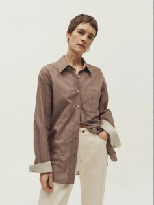 edition | Autumn New Retro Coffee Stripe Long Sleeve Shirt