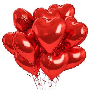 10PCS 18 Inches Large Foil Red Heart Shaped Balloons for Valentines Day Wedding Shower Anniversary Engagement Decoration