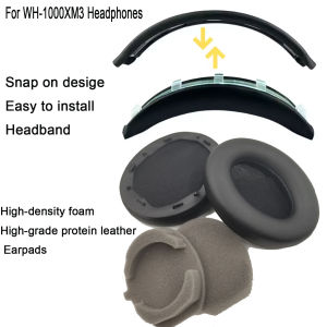 WH1000XM3 Easy Install Snap On Headband Earpads for Sony WH-1000XM3 Headphone Replacement Headband Headstrap Ear Pad Cushion