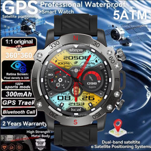 GPS Smart Watch 5ATM Waterproof Built-in Dual-band GNSS GPS Motion trajectory Military Sport Smartwatch Men 2025 New For Android