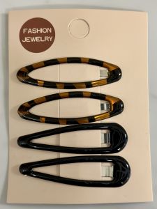 Vogueess Basic Retro Leopard Print Waterdrop Hair Clips Side Bangs Fringe BB Clips Luxury Feel Headwear Tortoiseshell Black