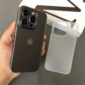 Ultra-Thin Frosted for Apple 15pro Phone Case New Arrival Iphone16promax All-Inclusive Hard Case 14pro Minimalist Translucent 13 Fancy 14promax Black Gray plus for Men and Women