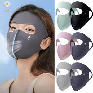 Masker Full Face ฤดูร้อนหน้ากากไหมน้ำแข็งระบายอากาศป้องกันรังสียูวี50 + หน้ากากกรองแสง Masker Bersepeda กีฬากลางแจ้ง