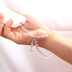 Morning Natural Sea Blue Topaz White Crystal Long Short Mobile Phone Chains Jade Pendants Handmade Lost Prevention Rope