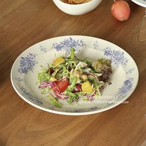 Retro Style Ceramic Dinner Plate Western Cuisine Pasta Dessert Dish Home Use Brunch Plate Underglaze Color Chinese Ceramics