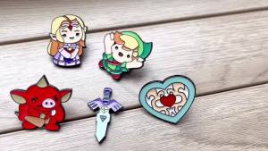 Bandai | 5pcs Kawaii Master Sword Enamel Lapel Pins Set Anime Themed Brooch Badges for Jackets Bags Collectible Gift for Gamers