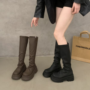 ZHENMO | Retro Wester Thick Sole Tall Boots Black