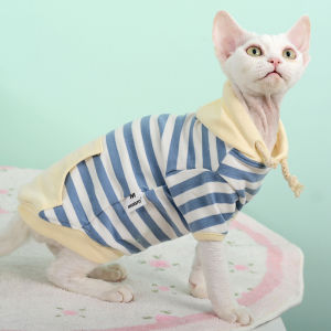 MOMO Pure Cotton Hoodie for Cats English Short Hair Curly Coat Cat Clothes Pet Clothing Spring Autumn Seasonal Wear for Kittens