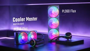 MASTERLIQUID PL240/PL360 FLUX  THE COLORFUL WAY TO COOL    -High-speed Dual Chamber Pump  -Dual Loop ARGB Pump  -Expanded Tubing  -Improved Performance & Noise  -Optimized Base Thickness  -Rapid Heat Transfer  -Low Profile Radiator  -Inter-connecting Fan