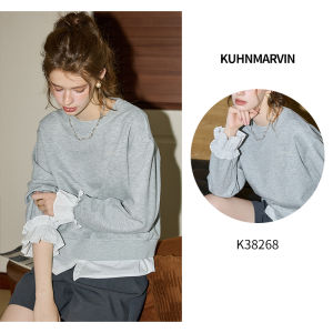 KUHNMARVIN | Áo Blouse Nữ Tay Trumpet Hai Màu Giả Dạng Hai Mảnh