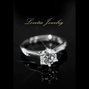 LOVETIA Cincin Moissanit 1.0 Ct Perak 925 Sertifikat GRA BTJZ001