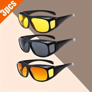 3pcs Anti Glare Night Vision Driver Goggles Fashionable Sunglasses Bicycle Goggles Night Driving Goggles