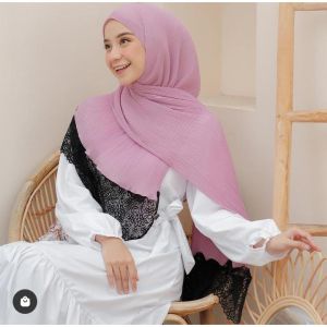 Hijab Pashmina Plisket Renda Butik Bahan Hyget Babydoll Premium Ukuran175x75Grosir Online Tanahabang